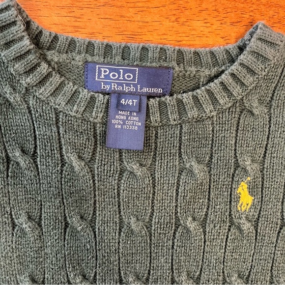 Polo Ralph Lauren Green Cable Knit Sweater boys size 4 - Picture 2 of 4